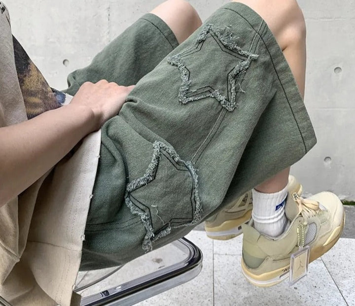 Unisex Baggy Applique Star Shorts - Festigal