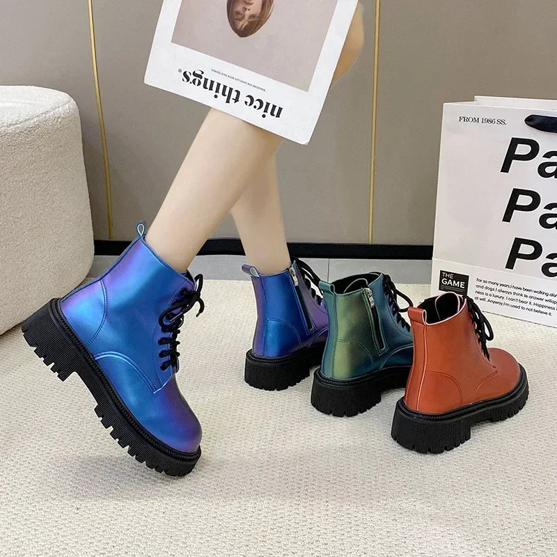 Patent leather combat boots shop