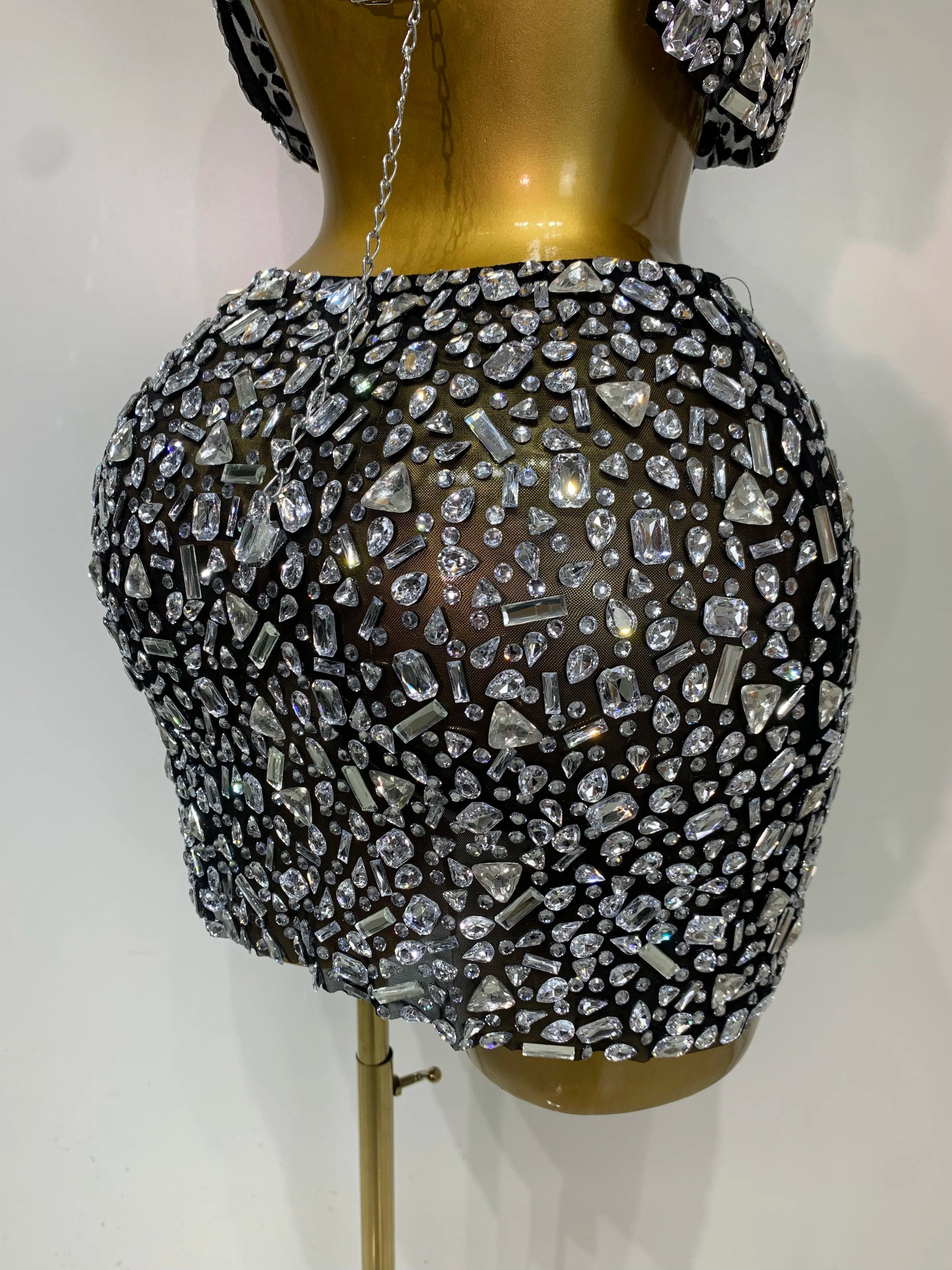 Rhinestone Tank Top & Mini Skirt Set