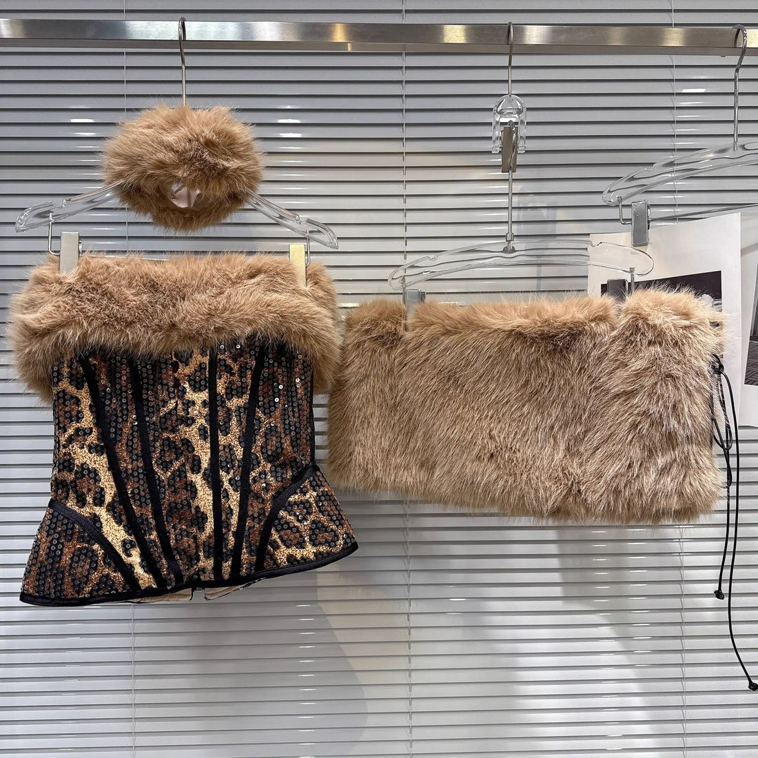 Leopard Print & Faux Fur Three Piece Set - Festigal