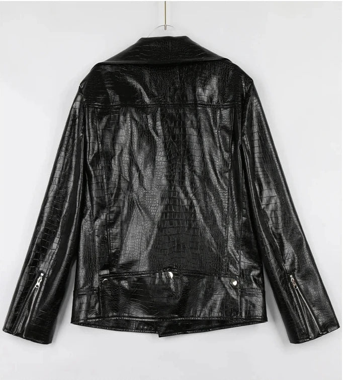 Men's Faux Crocodile Leather Jacket