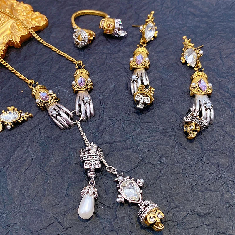 Hand & Skull Drop Earrings - Festigal