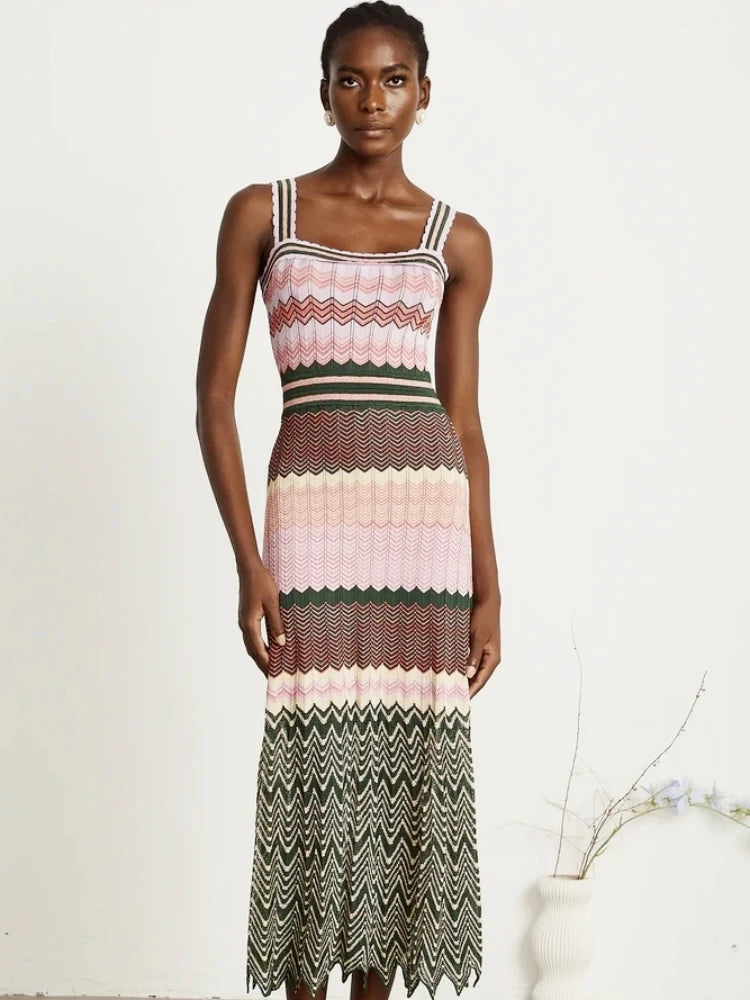 Aztec Knitted Maxi Dress - Festigal