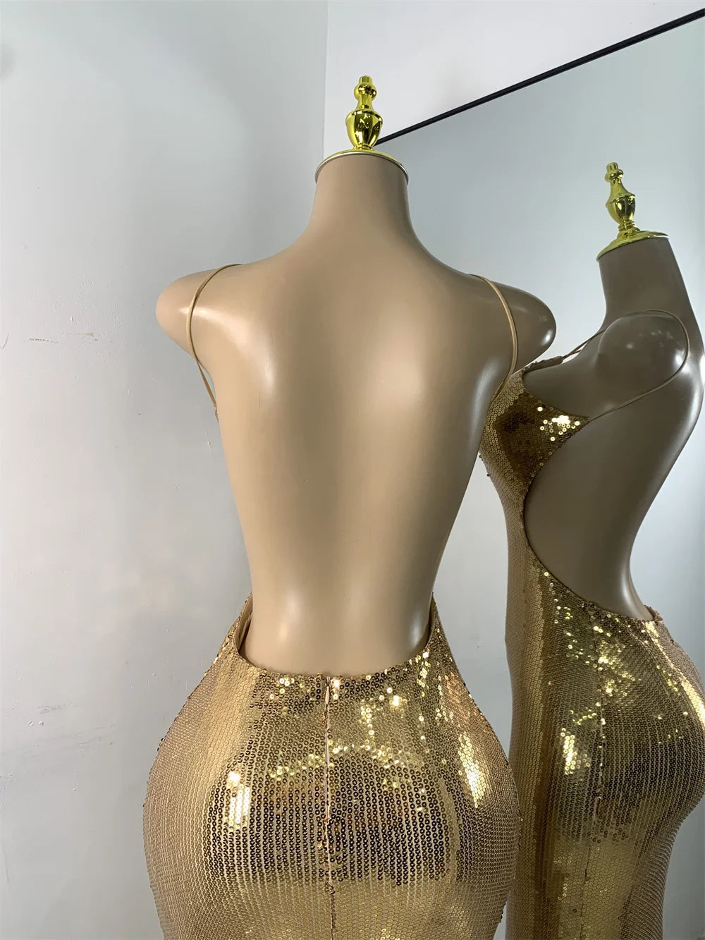 Gold Sequin Halterneck Maxi Dress