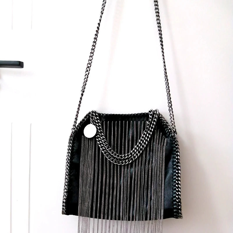 Faux Leather Tassel Bag - Festigal
