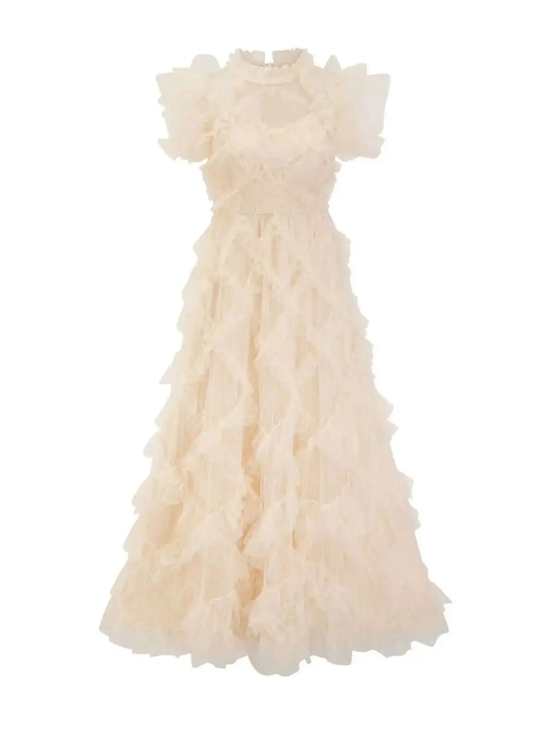 Floral Ruffled Embroidered Maxi Dress