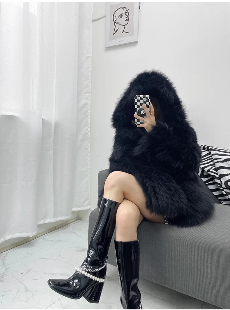 Faux Fur Hooded Coat - Festigal