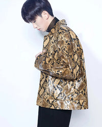 Faux Leather Men’s Snakeskin Jacket