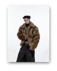 Unisex Brown Faux Fur Coat