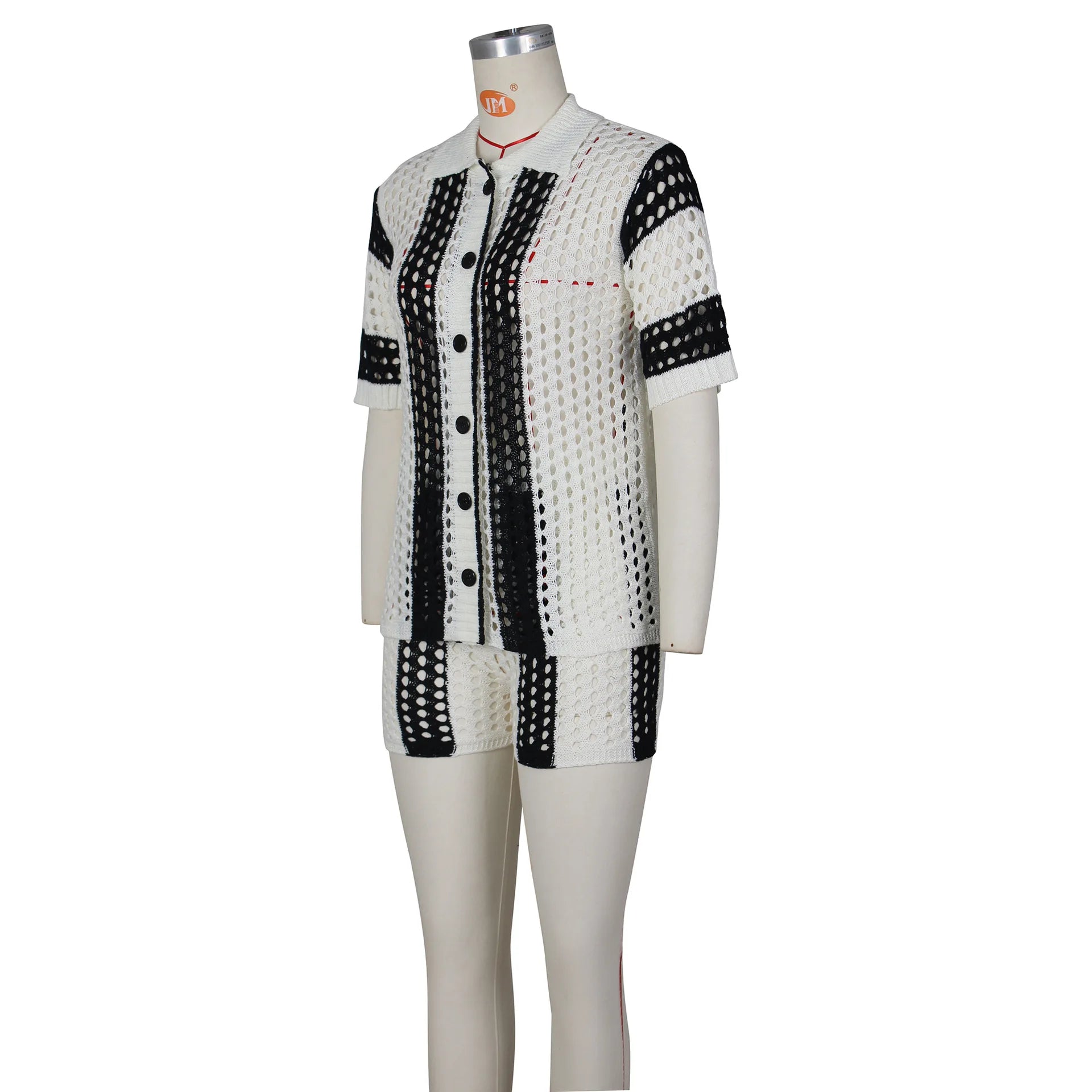 Striped Hollow Out Two-Piece Set - Festigal