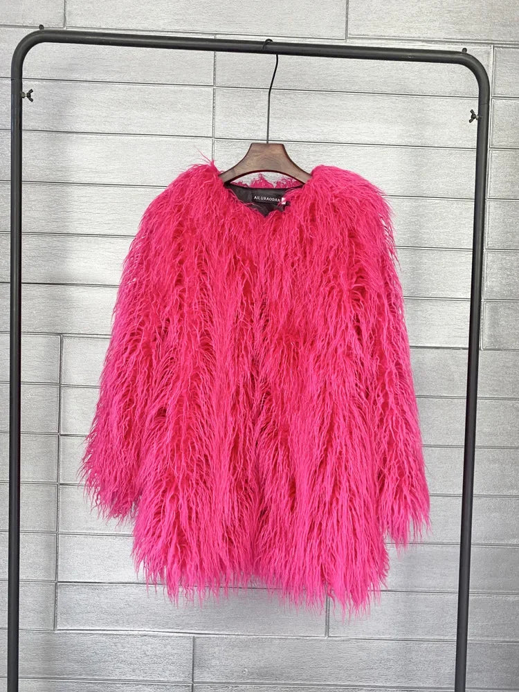 Faux Mongolian Fur Jacket - Festigal