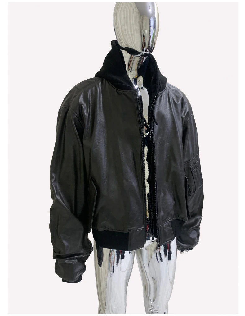 Men's Suede Hoodie Bomber Jacket - Festigal