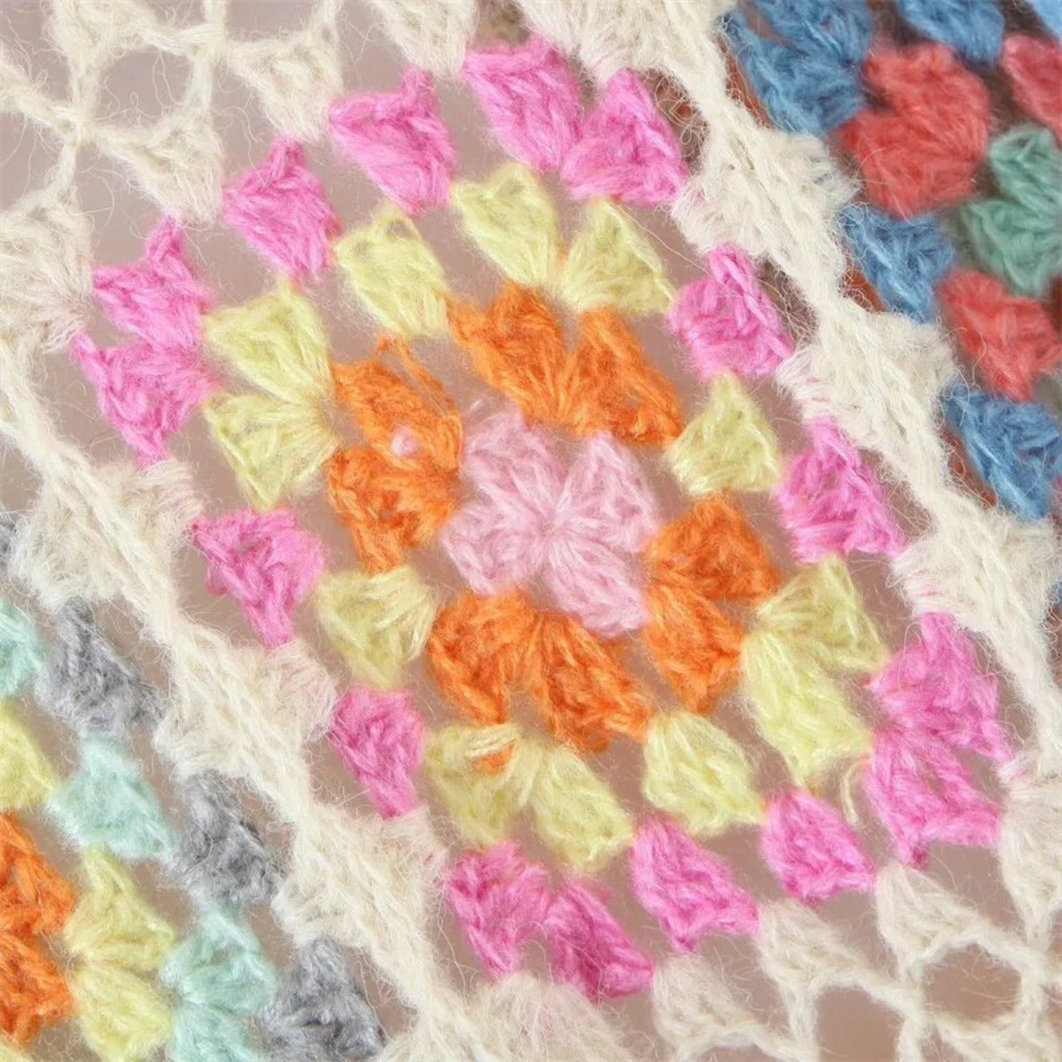 Long Rainbow Crochet Cardigan - Festigal