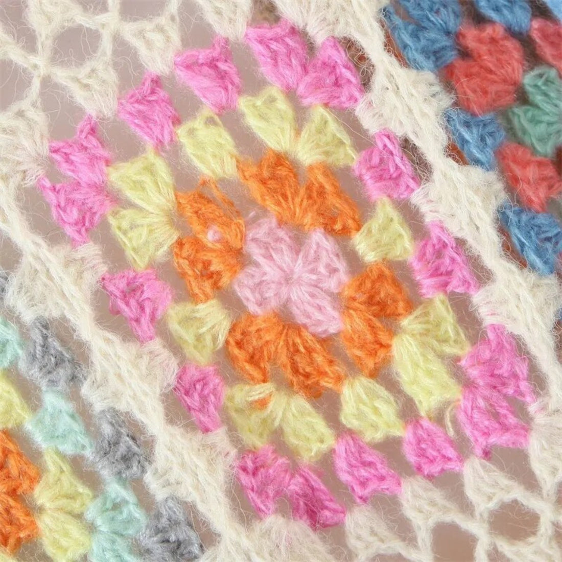 Long Rainbow Crochet Cardigan - Festigal