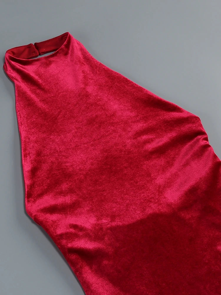 Velour Rope Tassel Maxi Dress