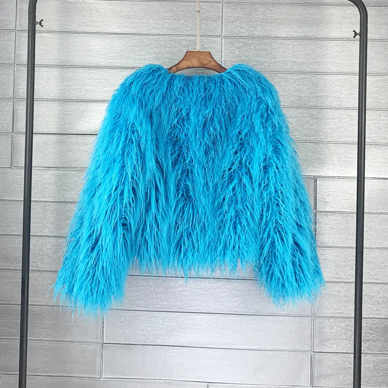 Shaggy Faux Fur Jacket Coat - Festigal