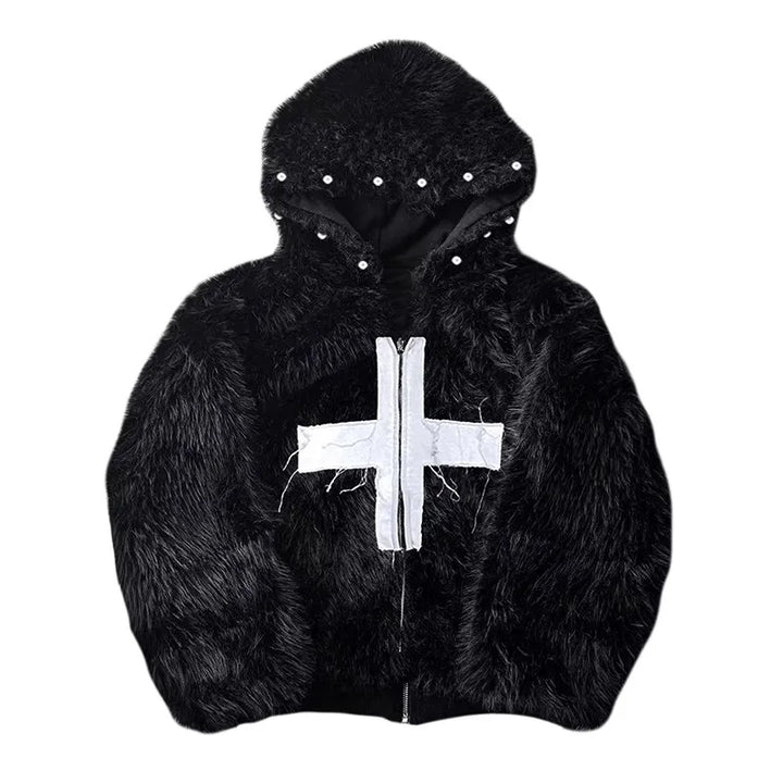 Mens Faux Fur Cross Jacket