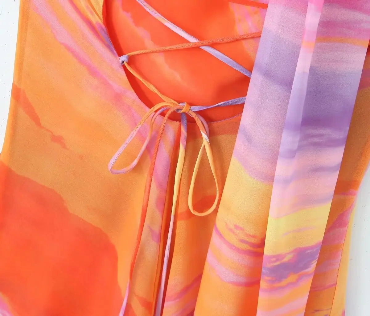 One Shoulder Orange Gradient Dress - Festigal
