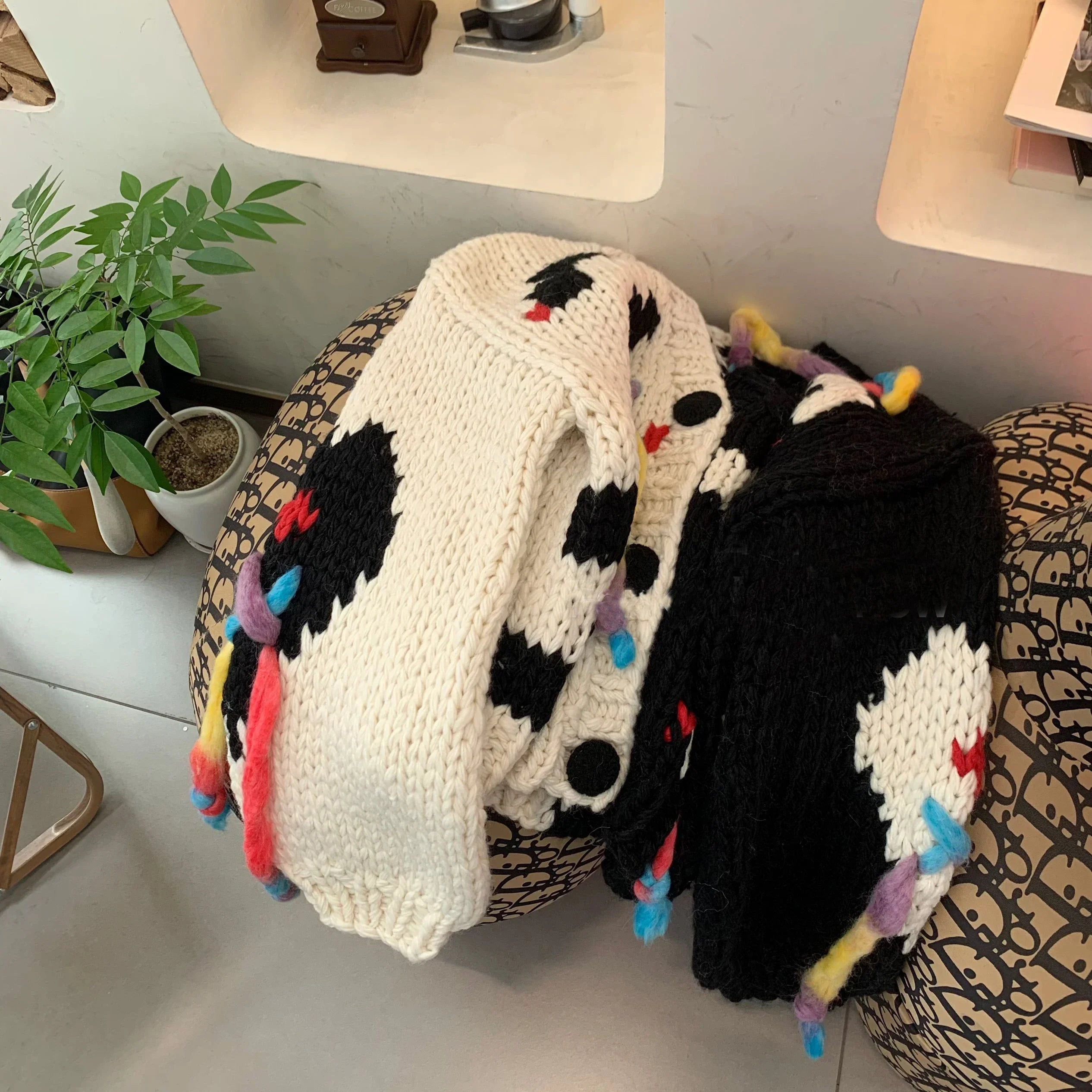 Monochrome Chunky Knit Cardigan - Festigal