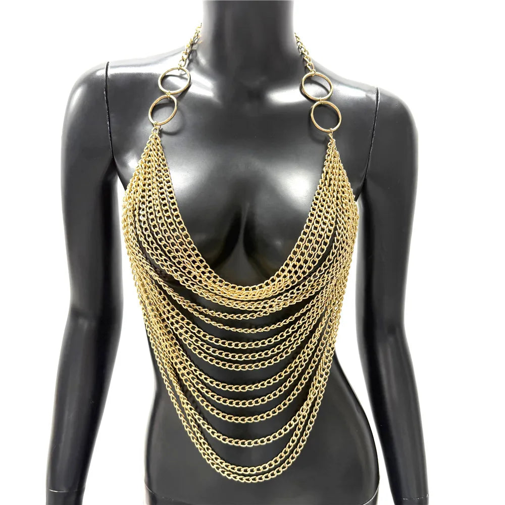 Draped Chain Halter Neck Top