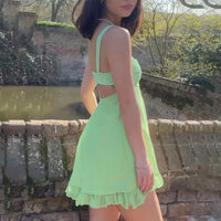 Mint Cut Out Ruffle Dress