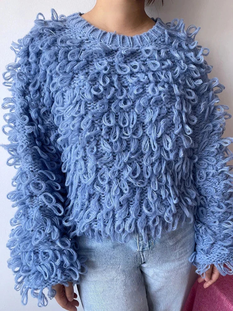 Blue Knitted Loop Jumper - Festigal