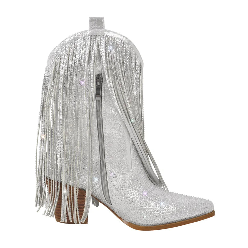 Tassel Rhinestone Cowgirl Boots