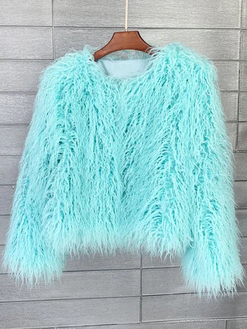 Shaggy Faux Fur Jacket Coat - Festigal