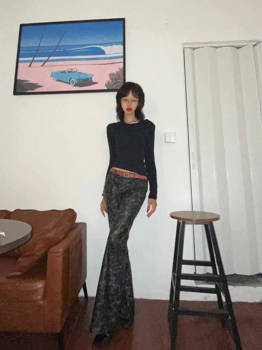 Beaded Hollow Out Long Sleeve Top - Festigal