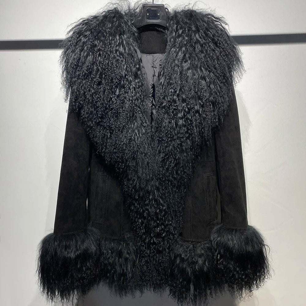 Suede Mongolian Fur Jacket