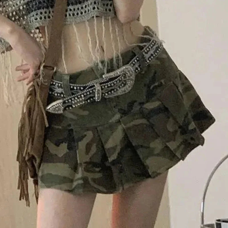 Camouflage Pleated Mini Skirt - Festigal