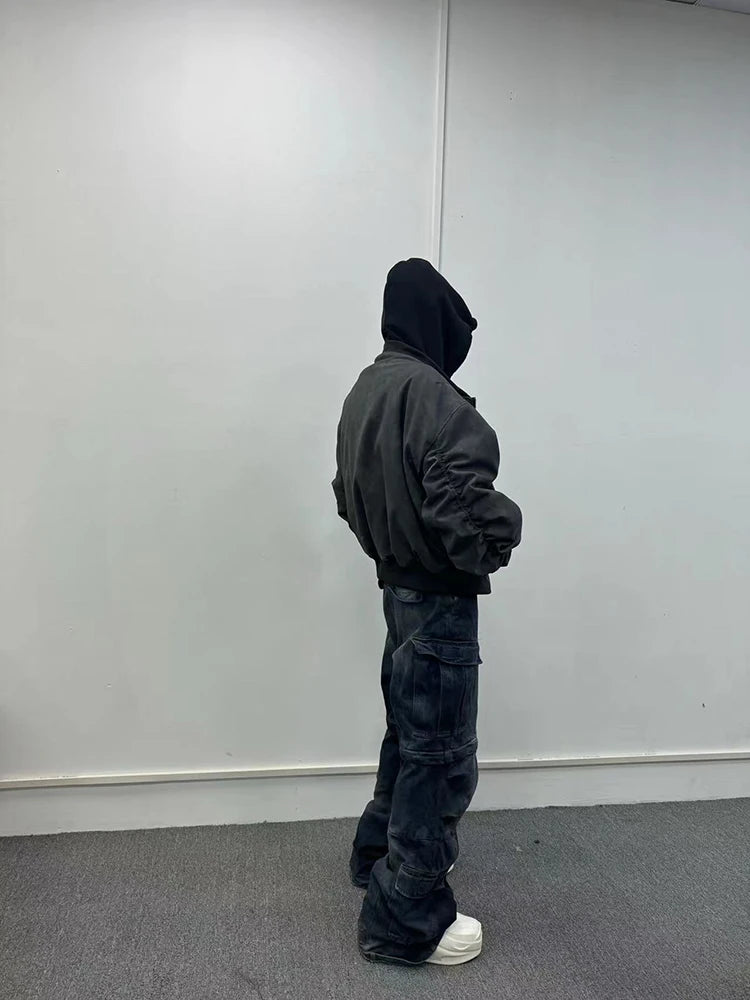 Men's Suede Hoodie Bomber Jacket - Festigal