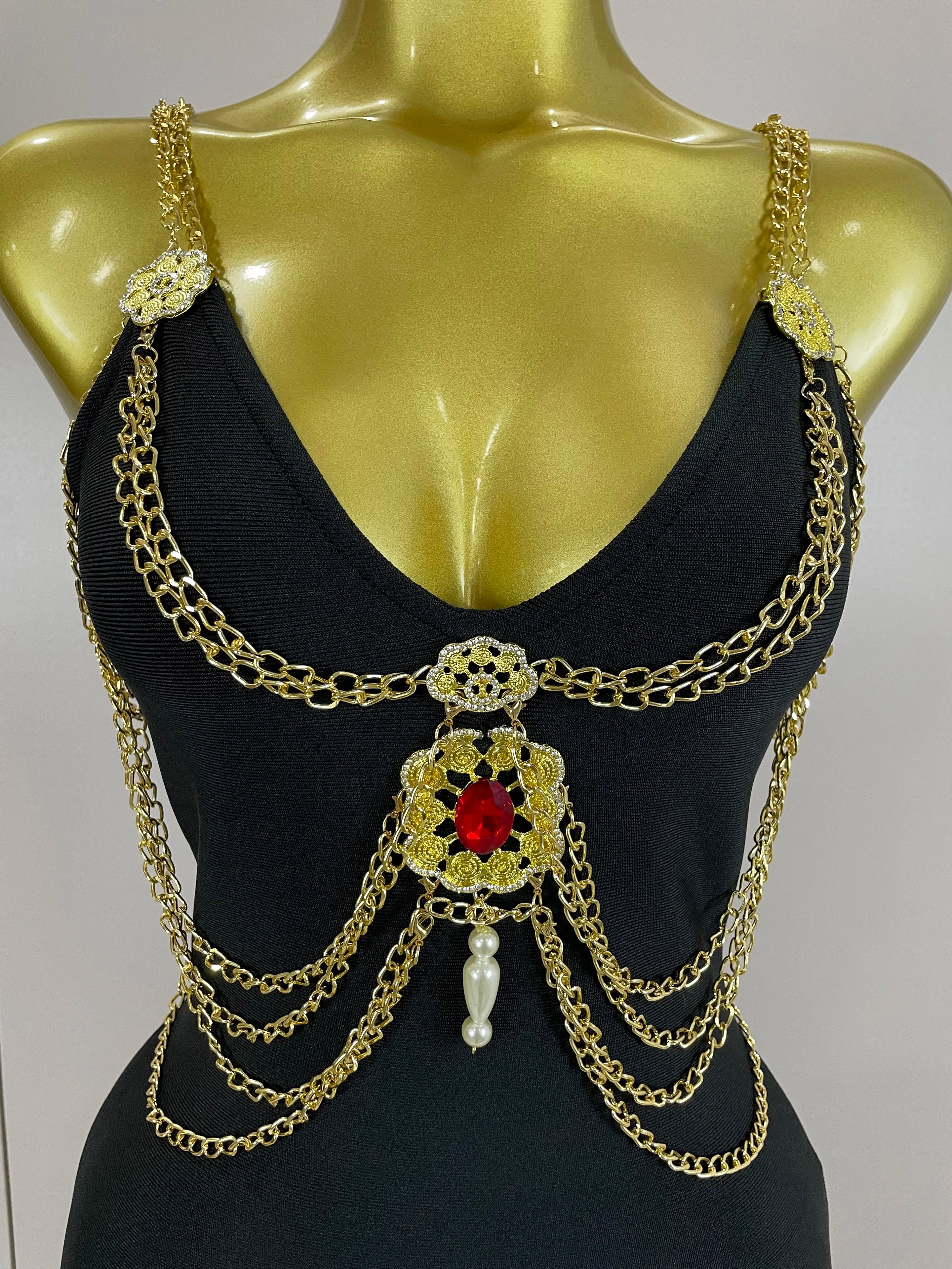 Brooch Chain Maxi Dress - Festigal