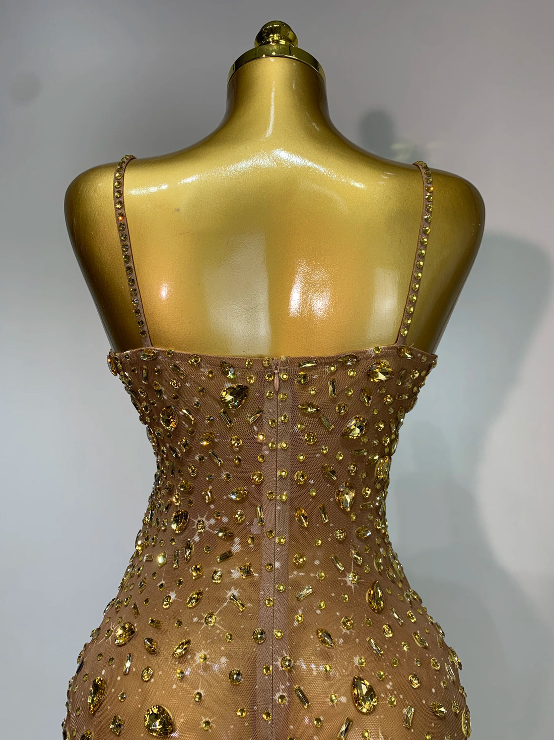 Rhinestone Mesh Maxi Dress