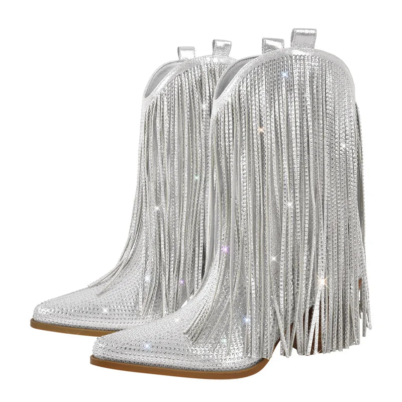 Tassel Rhinestone Cowgirl Boots