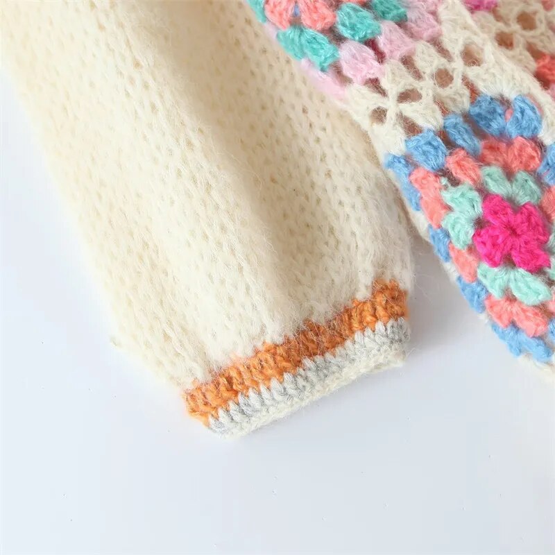 Long Rainbow Crochet Cardigan - Festigal