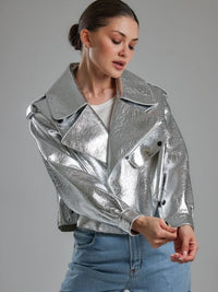 Jacke aus metallischem Kunstleder