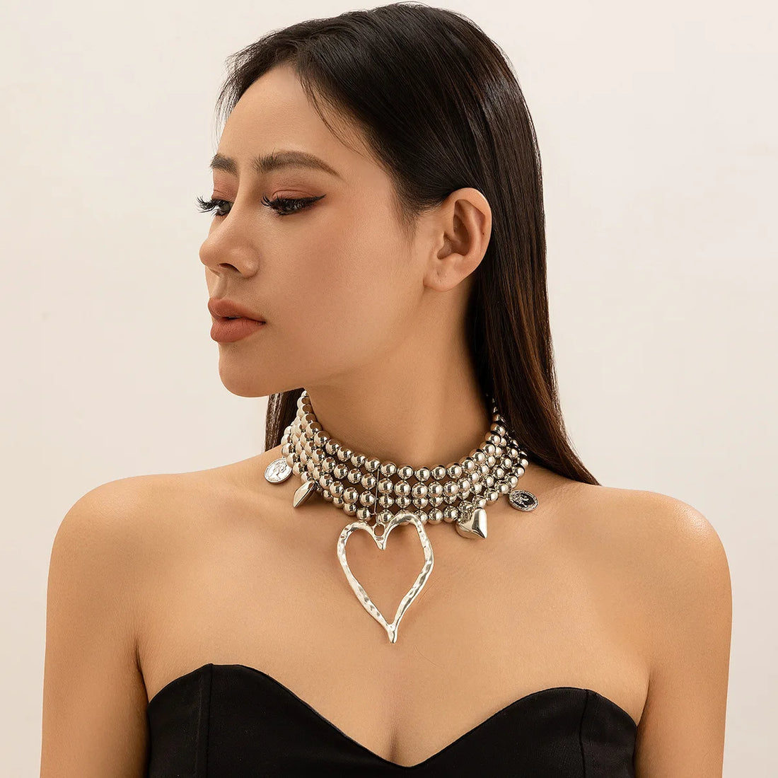 Multi-Layered Beaded Heart Necklace - Festigal