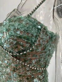 Embellished Green Bustier Dress