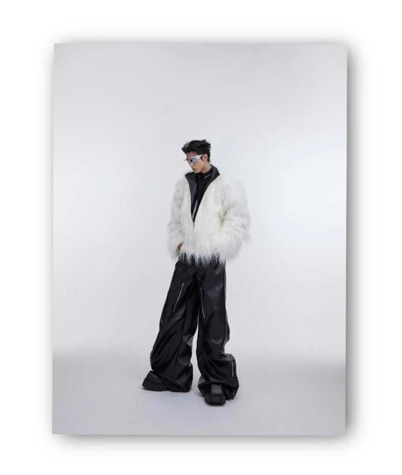 Men's Shaggy Faux Fur Jacket - Festigal