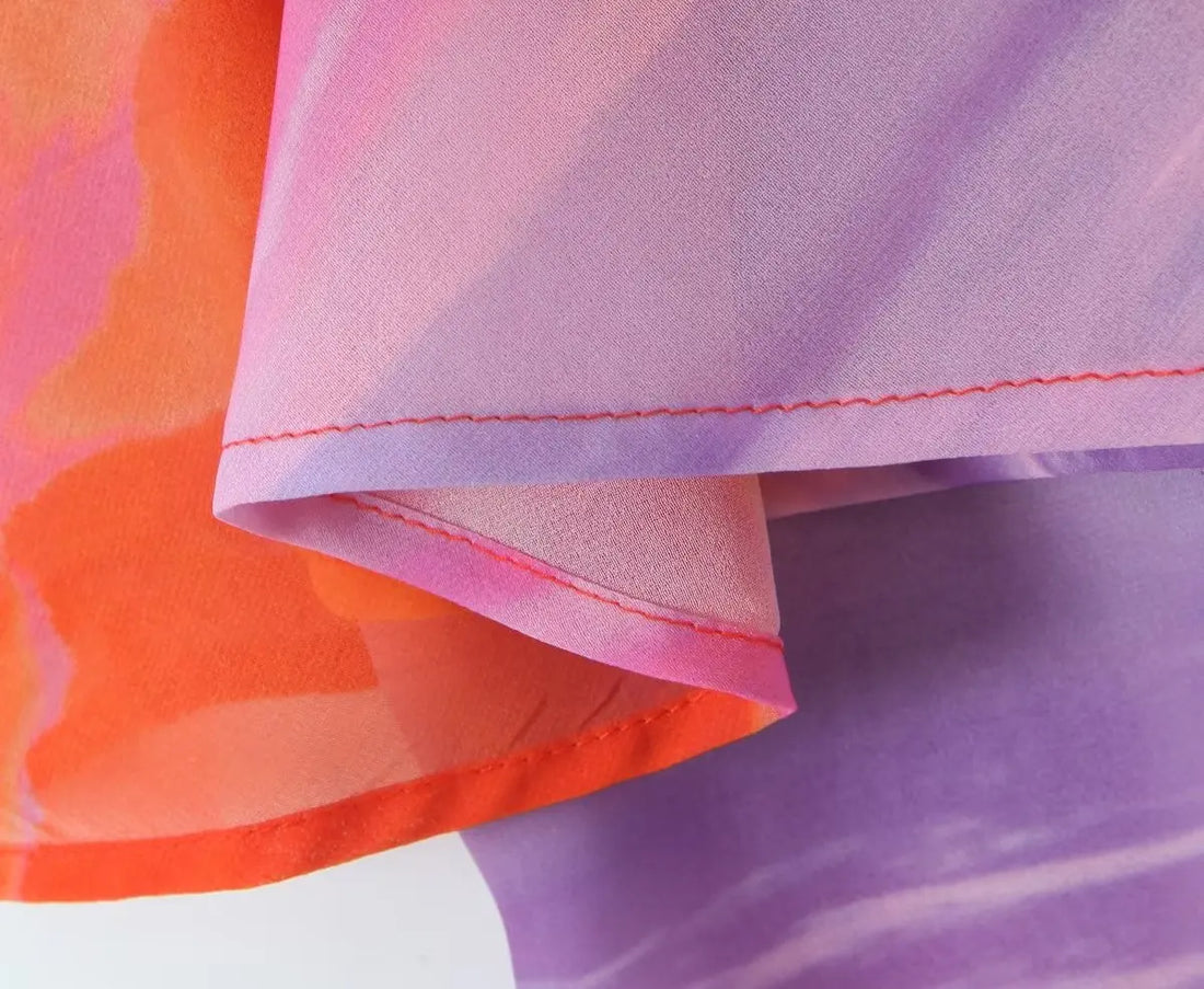 One Shoulder Orange Gradient Dress - Festigal