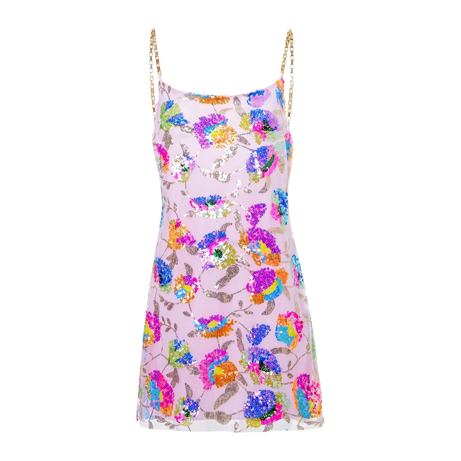 Backless Embellished Chain Strap Dress - Festigal