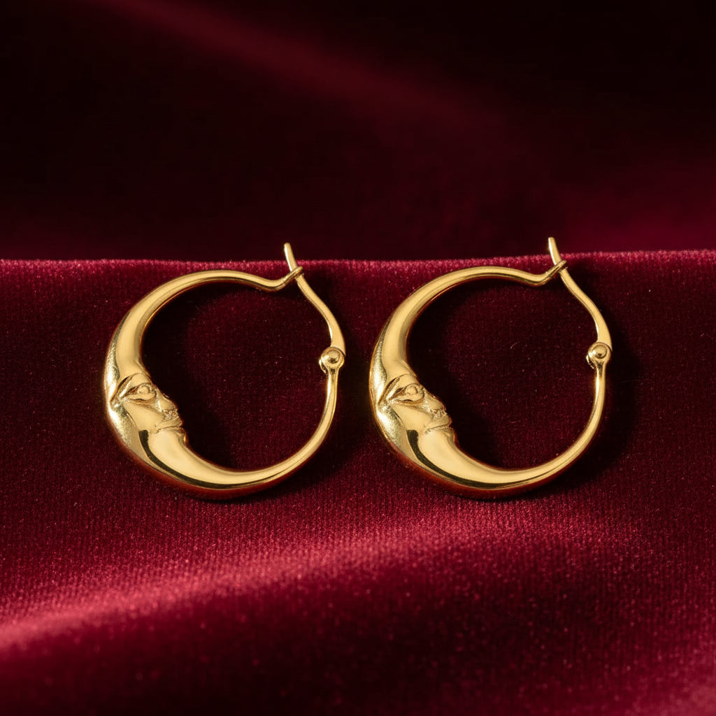 18K Gold Plated Moon Hoop Earrings