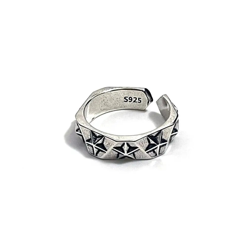 Sterling Silver Star Ring - Adjustable Unisex Festival Jewellery