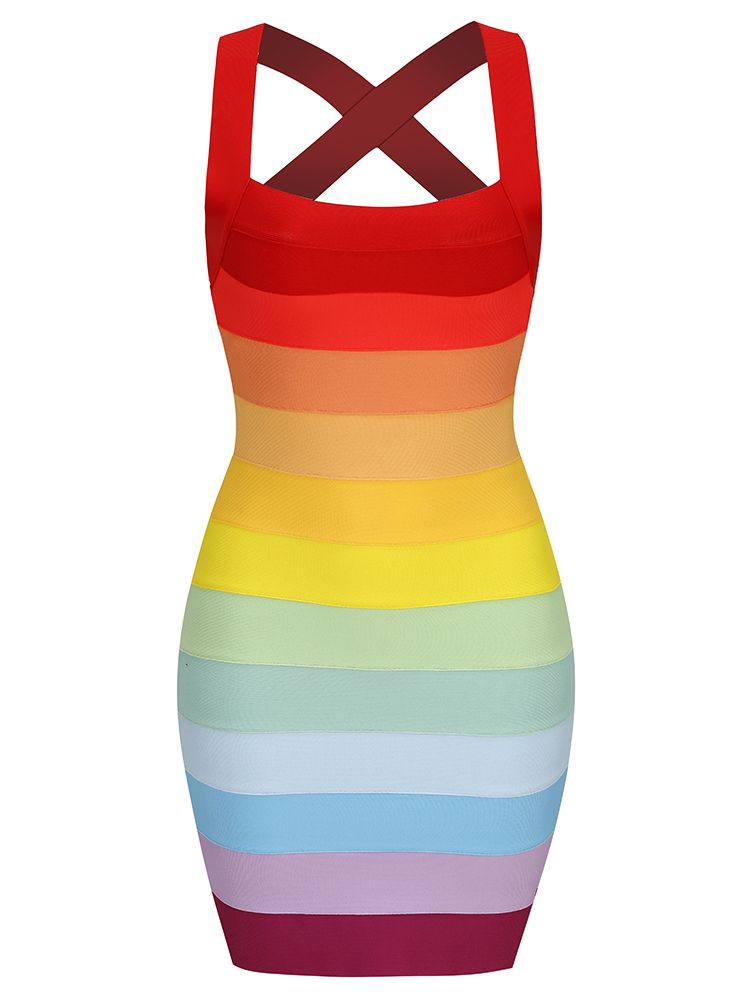 rainbow bandage bodycon dress ADOS Bandage Festival Rainbow dress by ASOS