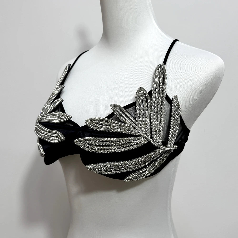 Leaf Rhinestone Bra - Festigal