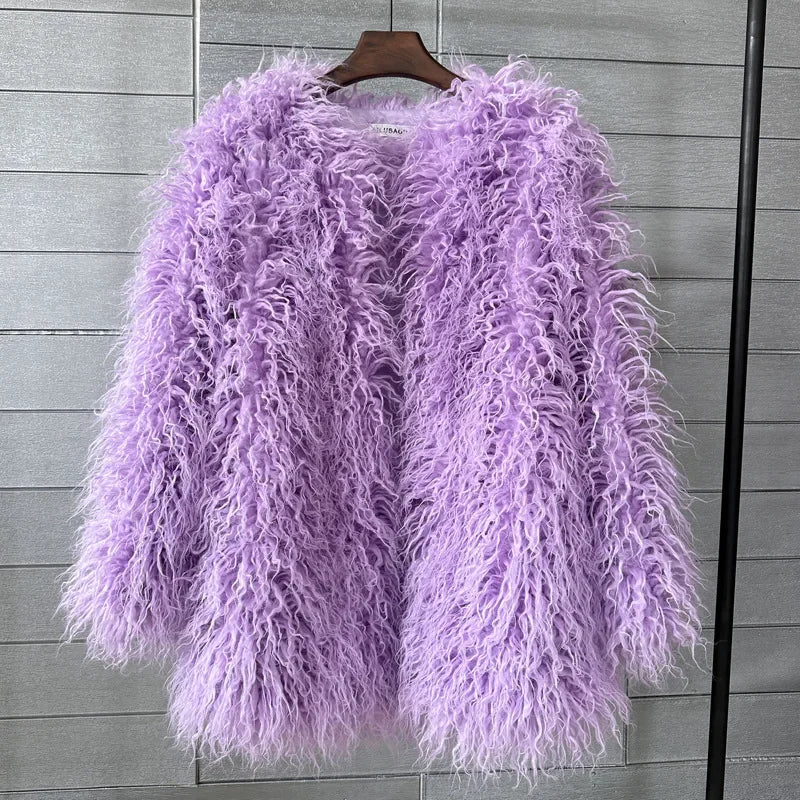 Faux Mongolian Fur Jacket - Festigal