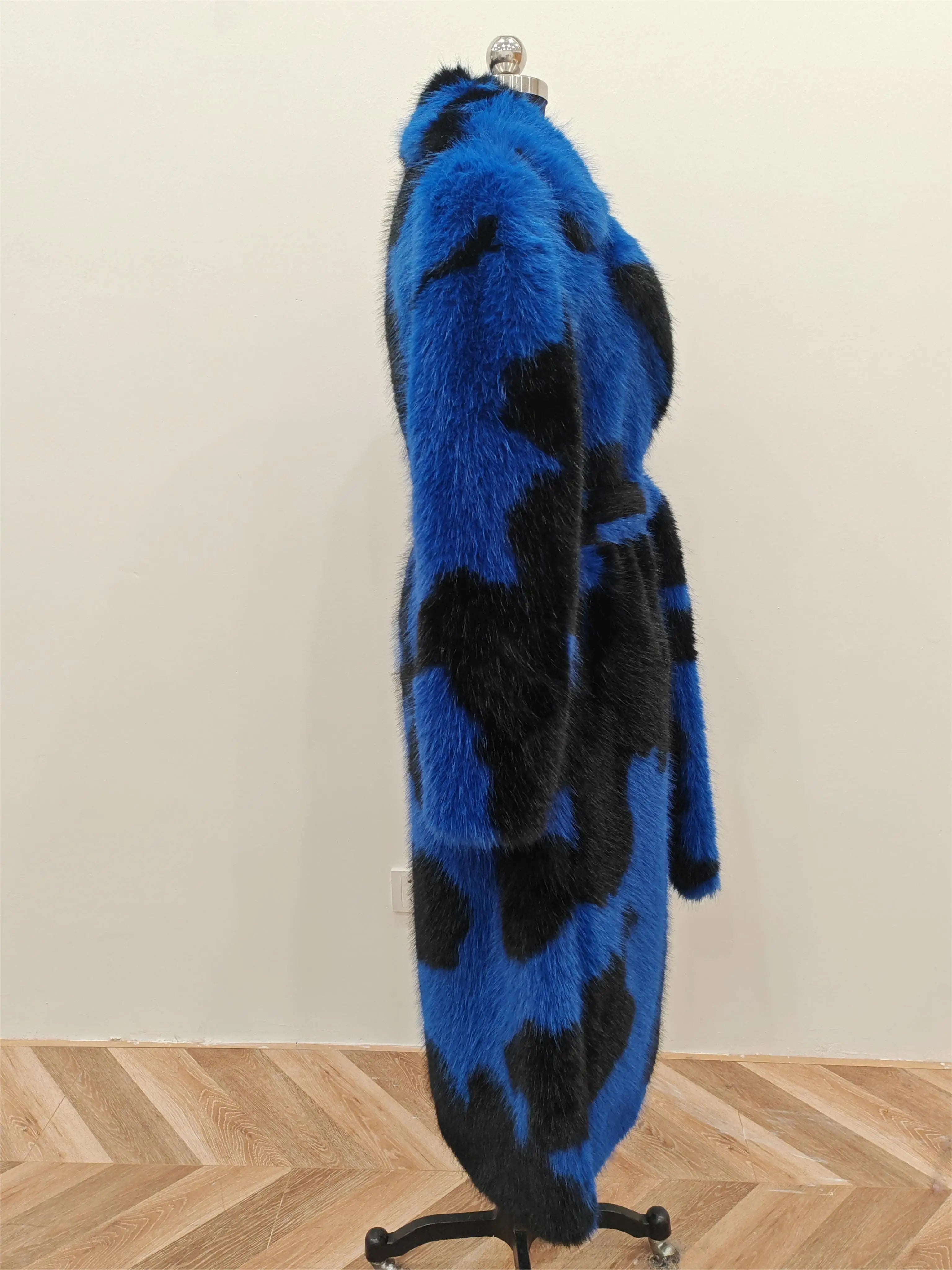 Faux Mink Fur Contrast Coat - Festigal