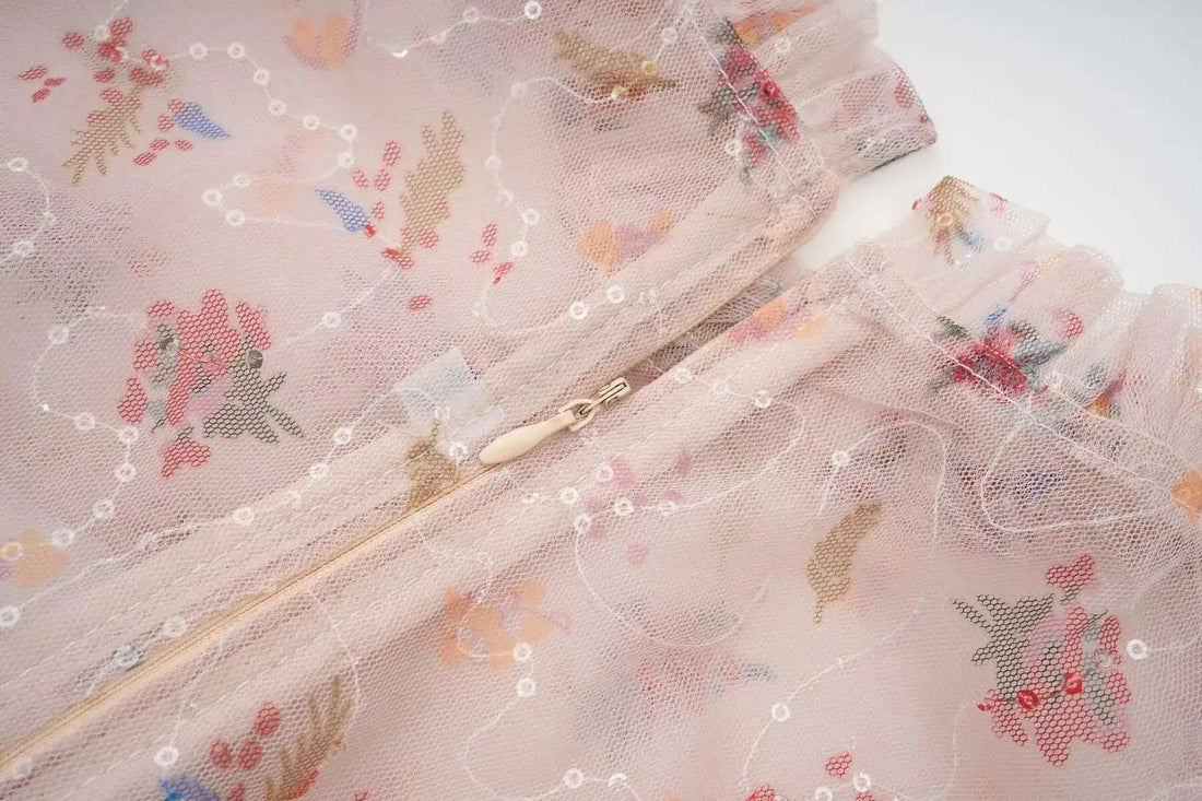 Floral Ruffled Embroidered Maxi Dress