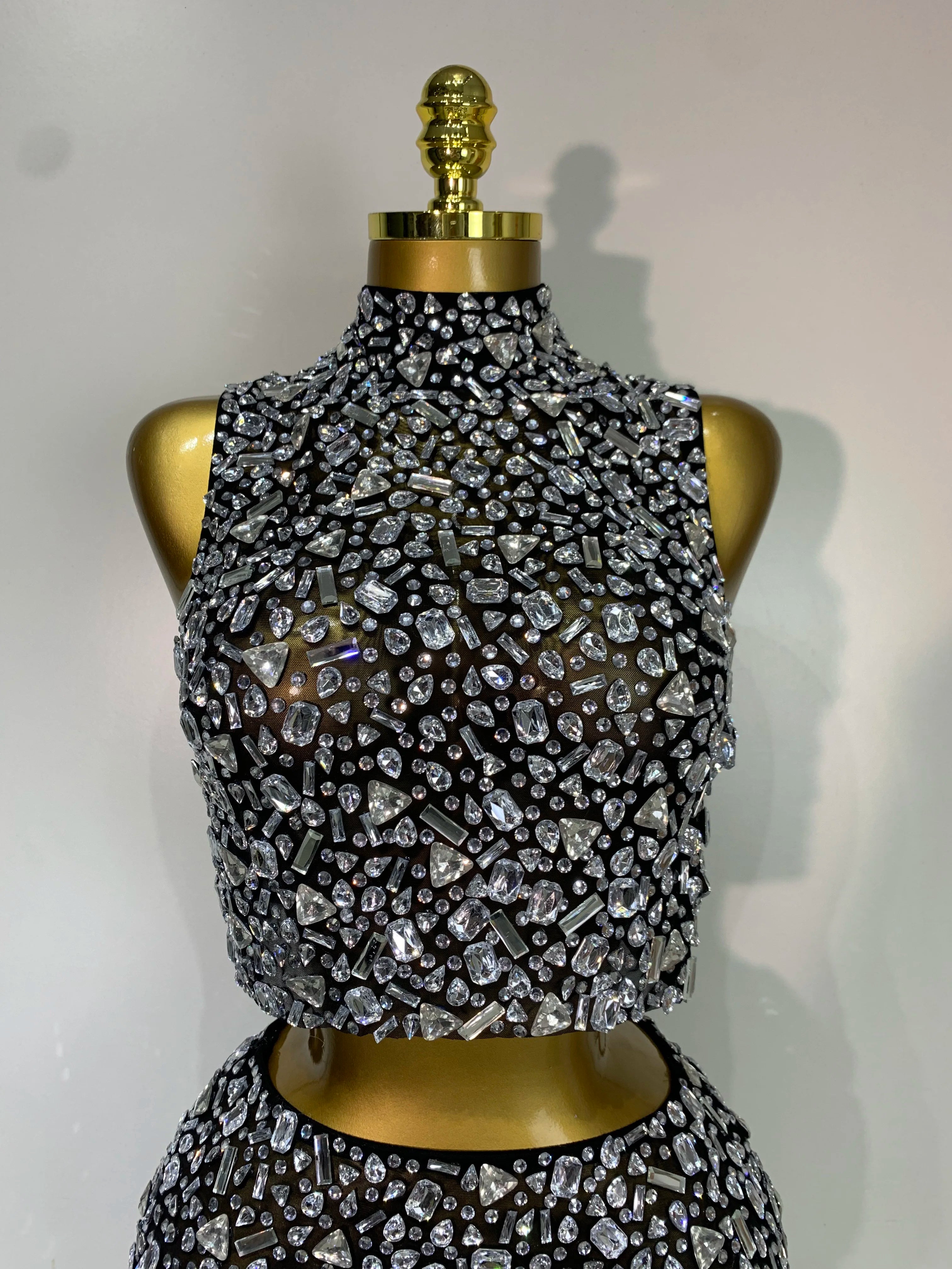 Rhinestone Tank Top & Mini Skirt Set